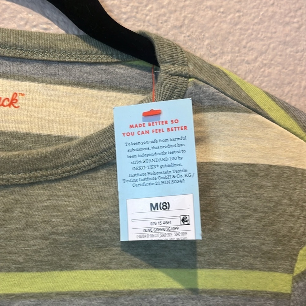 New Cat & Jack Kid’s Green Neutral Striped Long Sleeve T Shirt Size Medium NWT - Picture 6 of 7